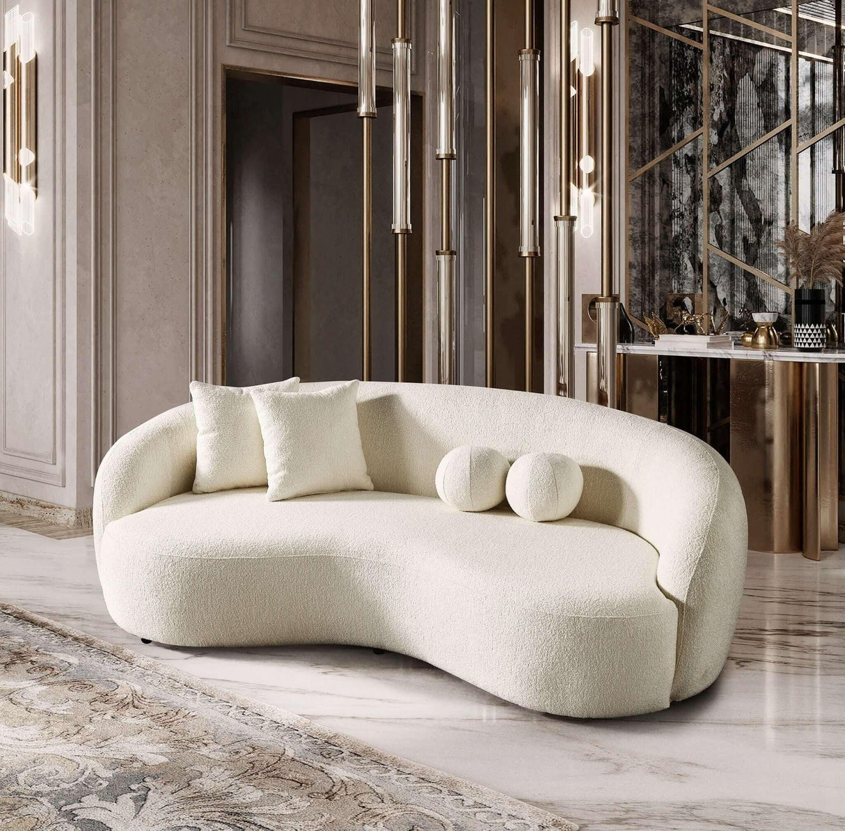 Drake - Japandi Style Curvy Boucle Sofa - Furniture Home Direct