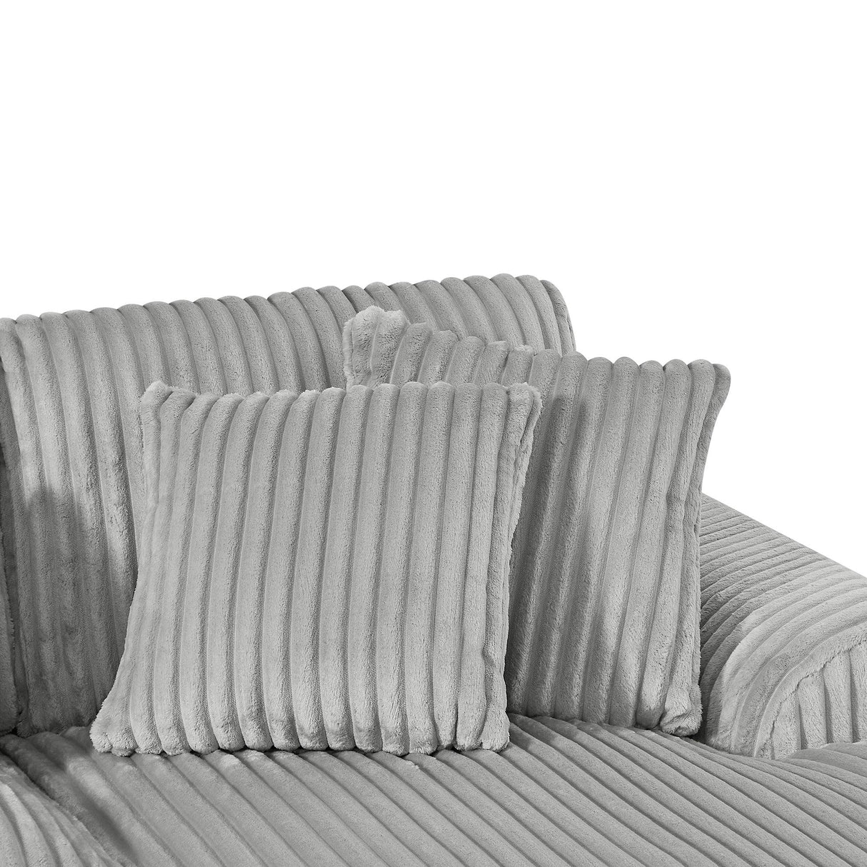 Sectional Sofa Oversized U Shaped Corduroy Fabric Gray - Furniture Home Direct