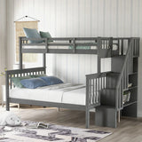 Stairway Bunk Bed With Storage And Guard Rail For Bedroom - Furniture Home Direct