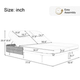 Outdoor Wicker Double Chaise (Black Frame+Beige Cushion) - Furniture Home Direct