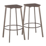 Clara - Industrial Square Barstool (Set of 2) - Espresso - Furniture Home Direct