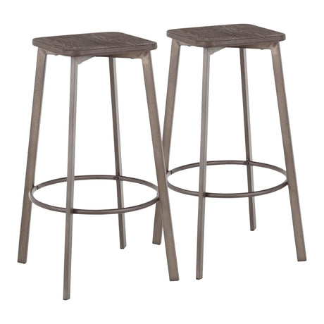 Clara - Industrial Square Barstool (Set of 2) - Espresso - Furniture Home Direct