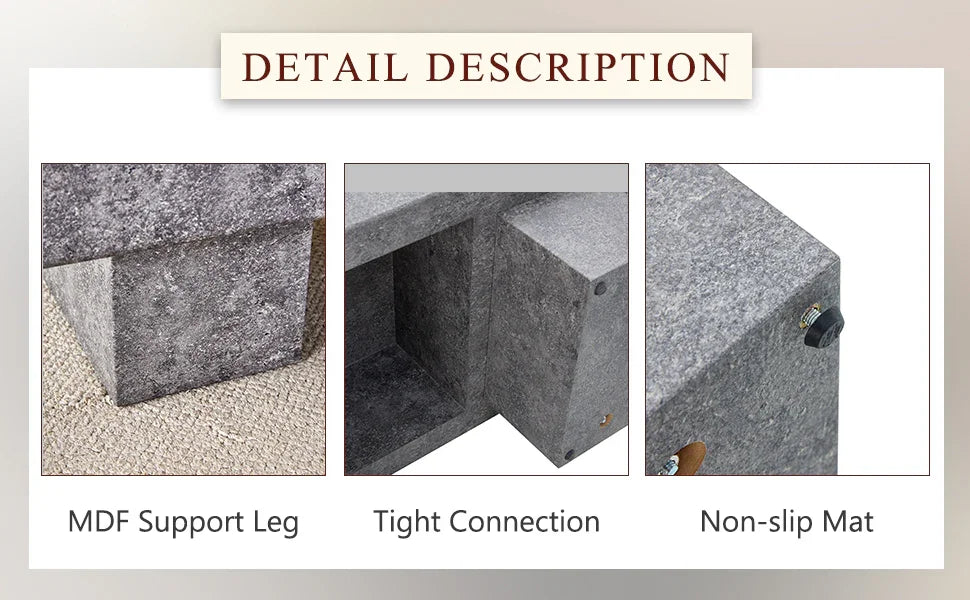 Coffee Table Modern Minimalist Stone Look MDF Textured Gray - Furniture Home Direct