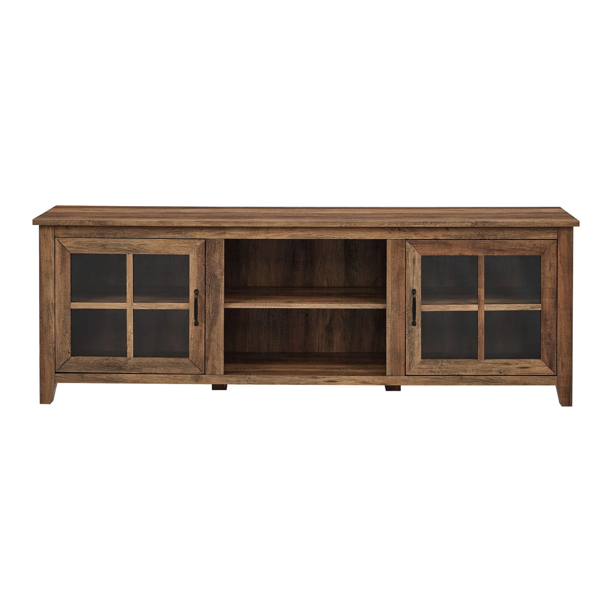 Modern Farmhouse 2 Door Glass Windowpane 70" TV Stand For 80" TVs - Furniture Home Direct