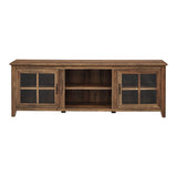 Modern Farmhouse 2 Door Glass Windowpane 70" TV Stand For 80" TVs - Furniture Home Direct
