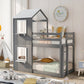 Bunk Bed Wood Bed & Roof, Window, Guardrail, Ladder - Furniture Home Direct