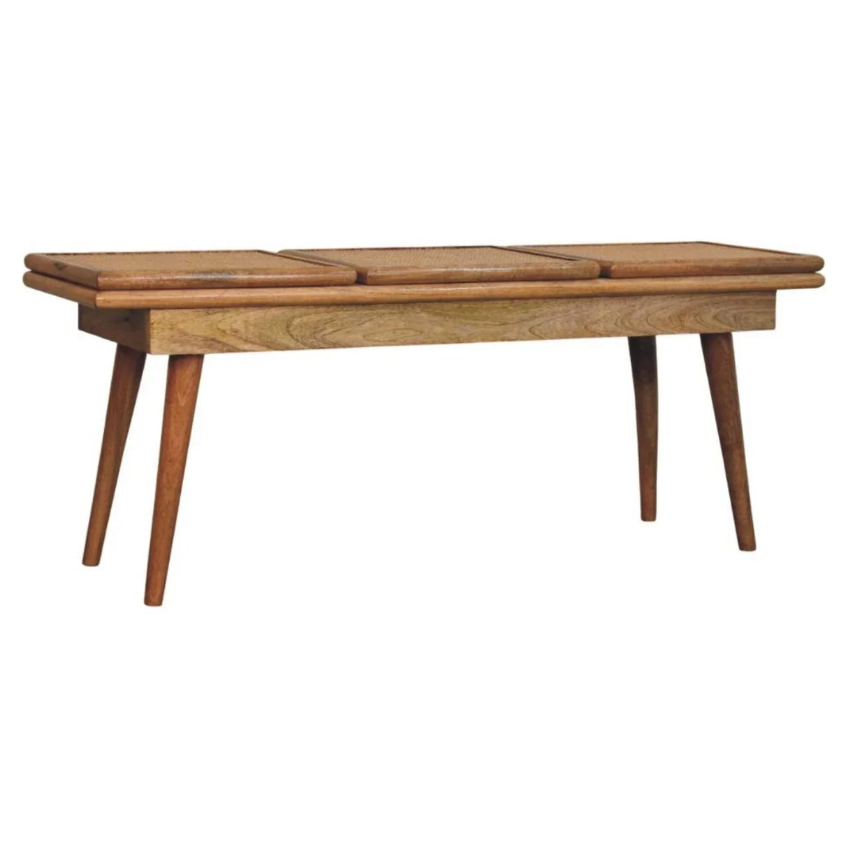 Larissa - Triple Accent Cane Bench - Beige - Furniture Home Direct