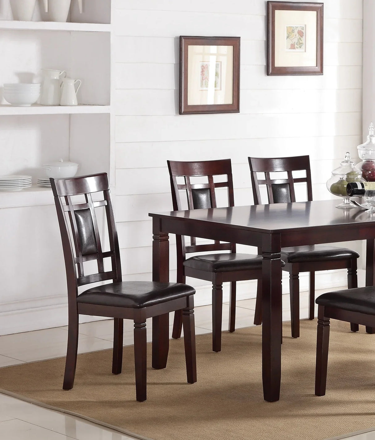 Dining Set with Upholstered PU Chairs 7 Piece Espresso - Furniture Home Direct