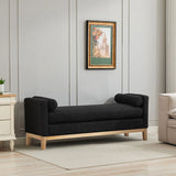 Elegant Upholstered Bench Daybed Ottoman With Bolster Pillows - Furniture Home Direct