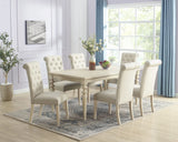 Dining Set With Turned Leg Table And Tufted Chairs Beige - Furniture Home Direct