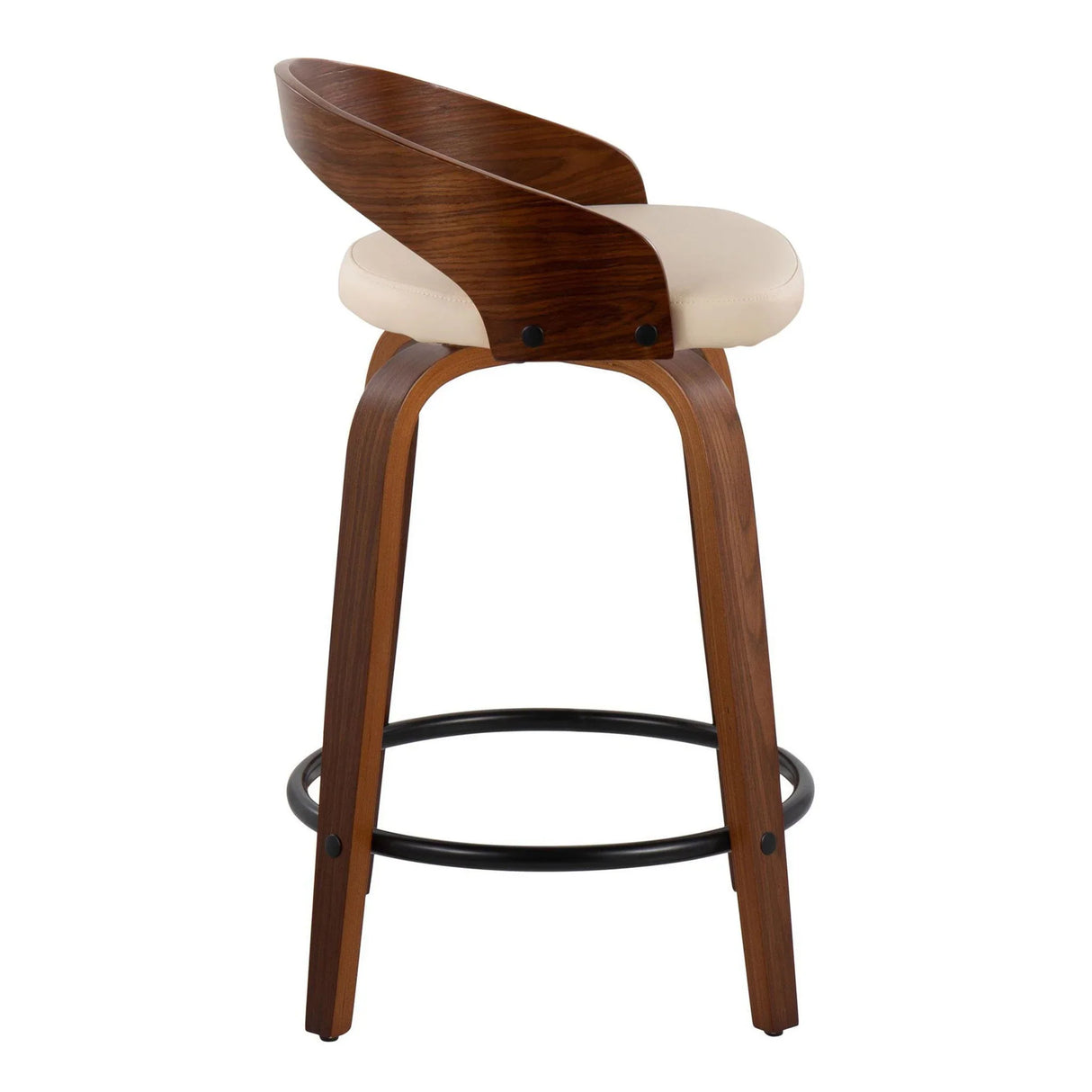 Grotto - Mid-Century Modern Fixed Height Counter Stool & Swivel With Round Footrest (Set of 2) - Furniture Home Direct