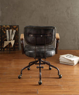 Hallie - Top Grain Leather Office Chair - Vintage Black - Furniture Home Direct