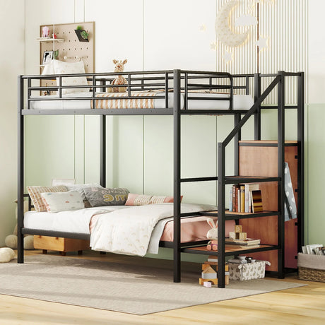 Bunk Bed With Lateral Storage Ladder And Wardrobe - Furniture Home Direct