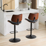 Counter Stool Adjustable PU Leather Upholstered Black - Furniture Home Direct