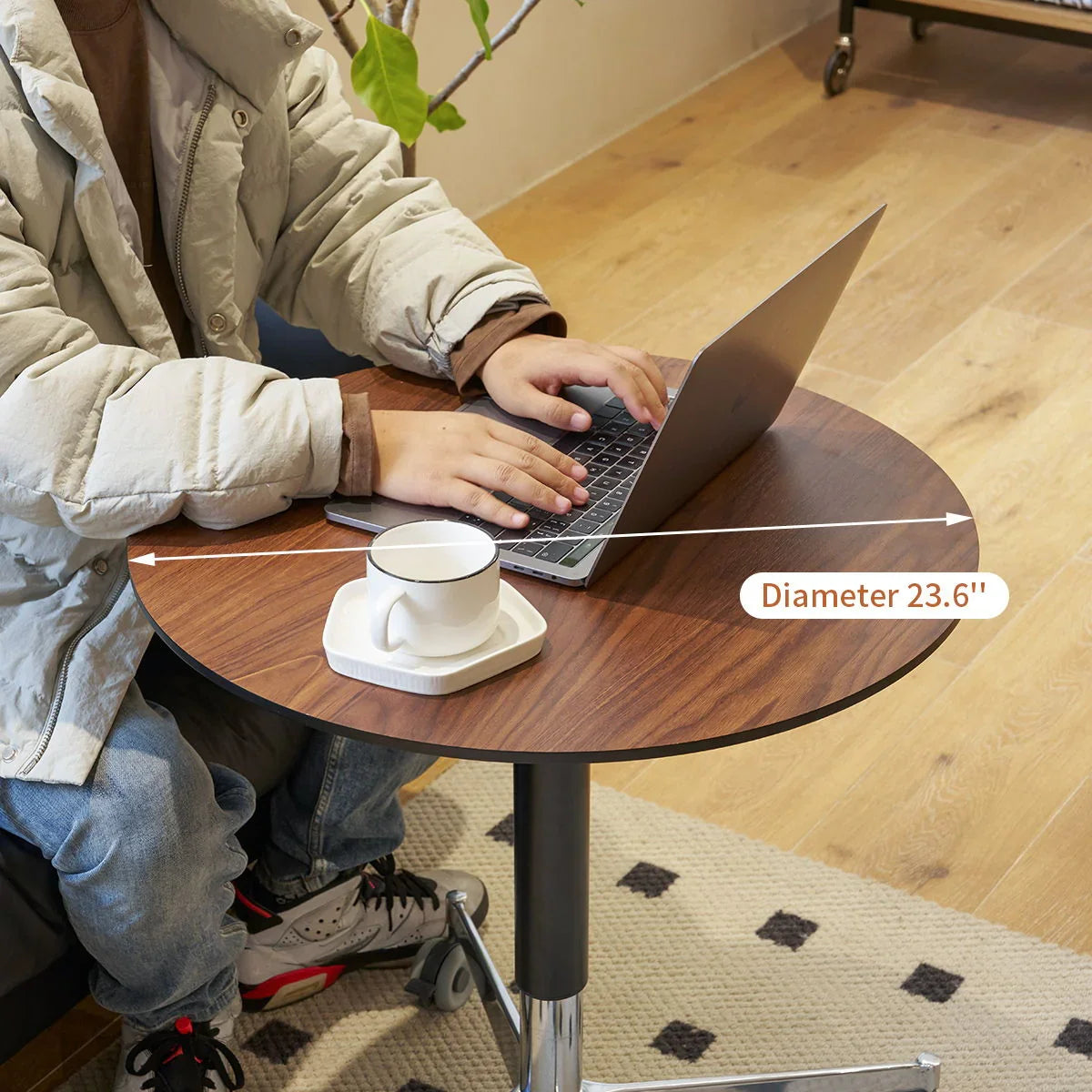 Movable, Adjustable, 360 Swivel Table With Star Base - Furniture Home Direct