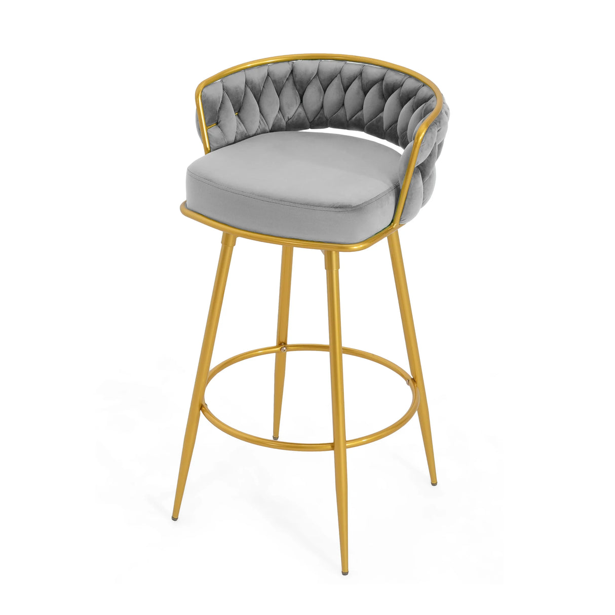 Bar Stools Set Of 2 Swivel Counter Height Gold Frame Grey - Furniture Home Direct