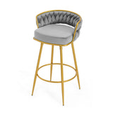 Bar Stools Set Of 2 Swivel Counter Height Gold Frame Grey - Furniture Home Direct