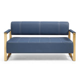 Modern Upholstery Accent Loveseat Sofa For Living Room 2 Seater With Golden Metal Arms - Furniture Home Direct