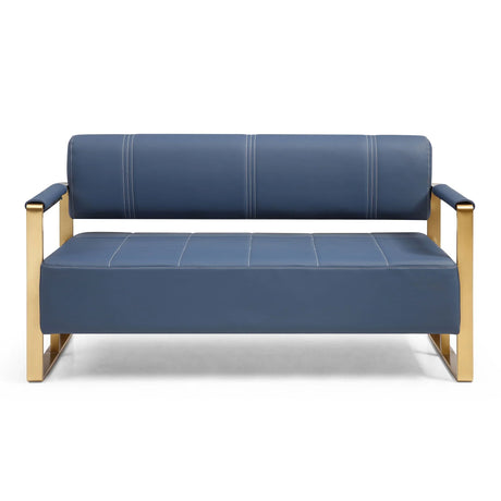 Modern Upholstery Accent Loveseat Sofa For Living Room 2 Seater With Golden Metal Arms - Furniture Home Direct
