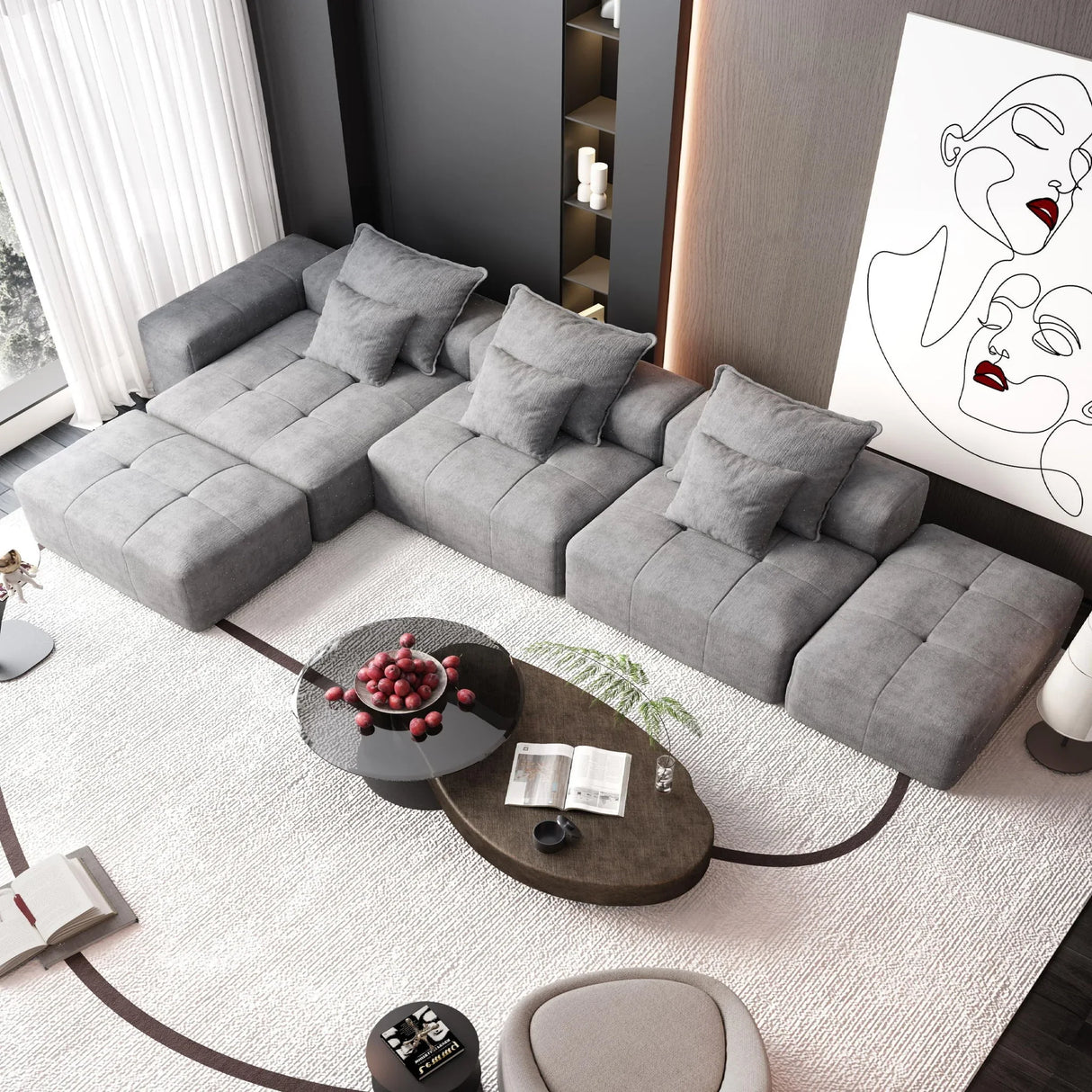 Modern Oversized Diy Combination Modular Sectional Sofa With Pillows - Furniture Home Direct