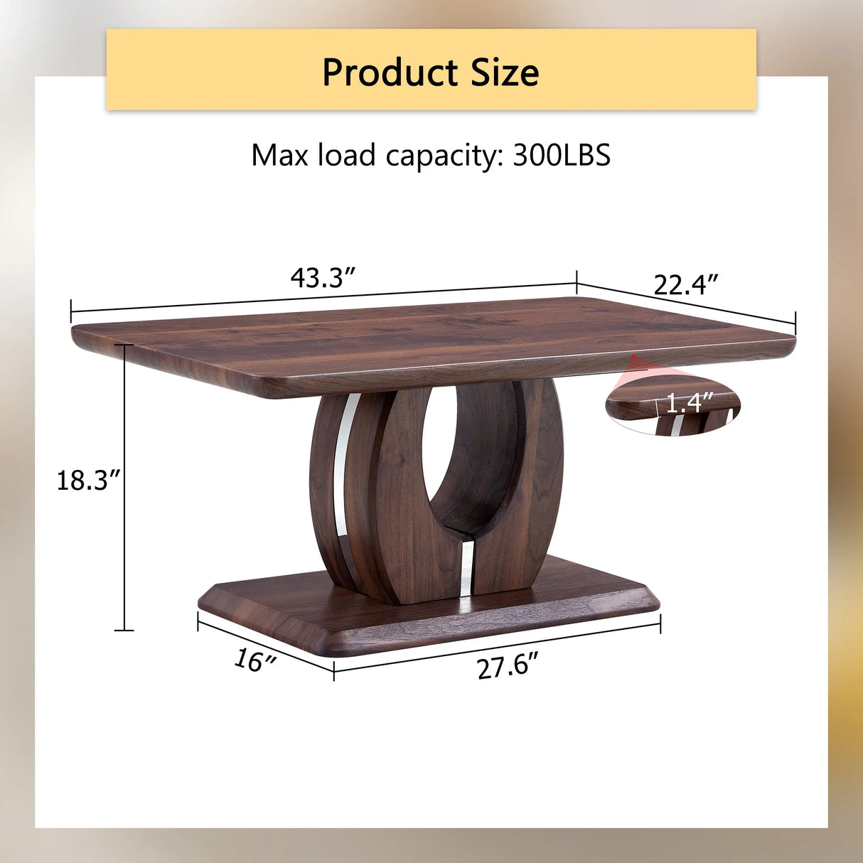Coffee Table Modern Rectangular Walnut Finish Walnut - Furniture Home Direct