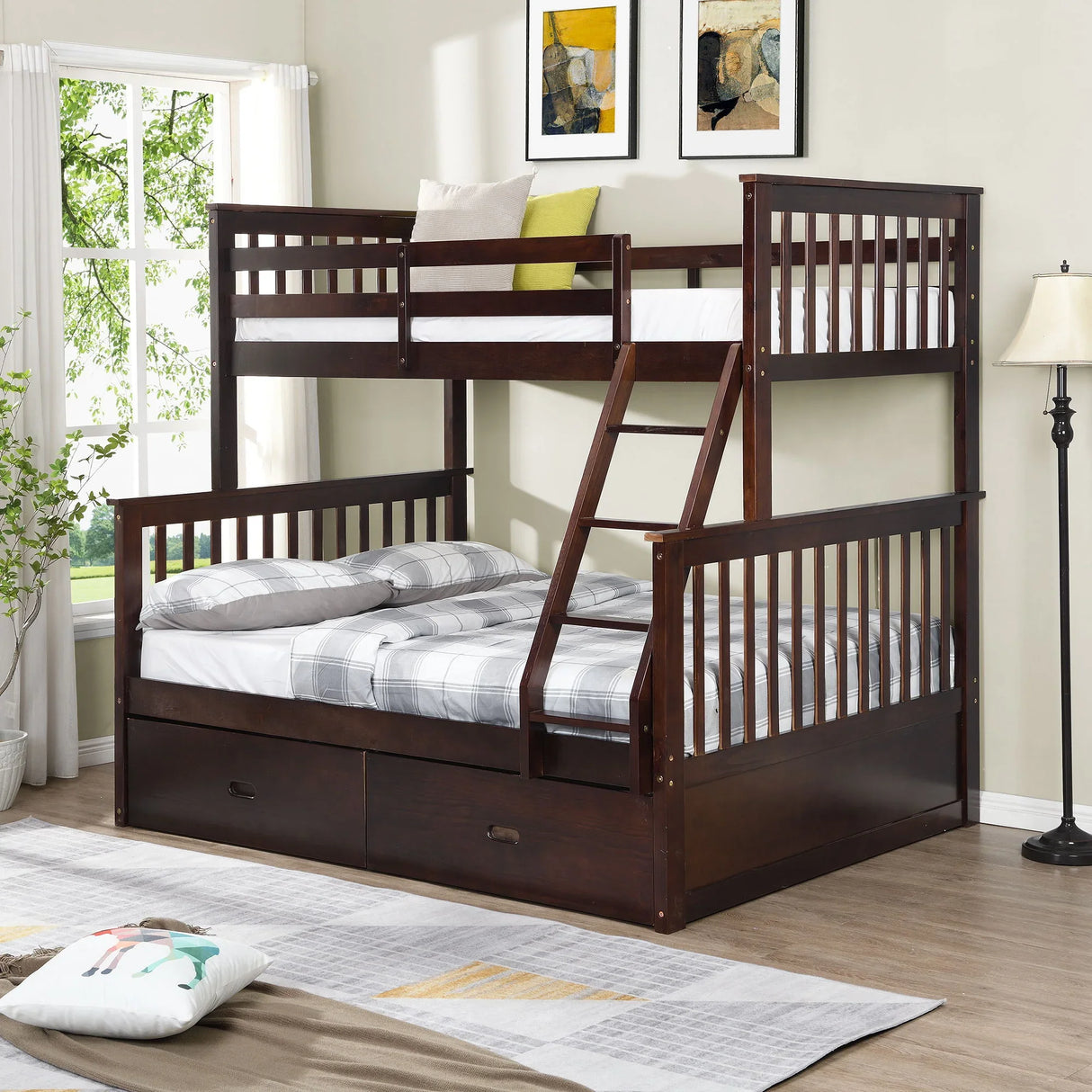 Bunk Bed With Ladder, And Safety Guard Rails - Furniture Home Direct