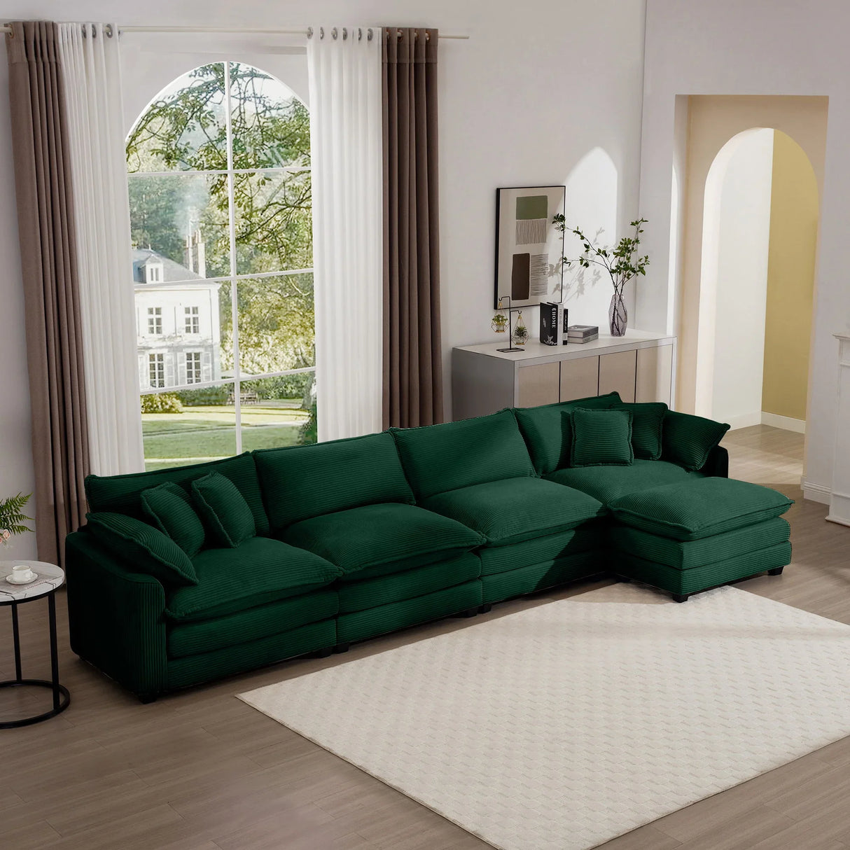 Modern Oversized Modular Cushion Sofa With Ottoman, Low Back, Deep Seating Sofa Set - Furniture Home Direct