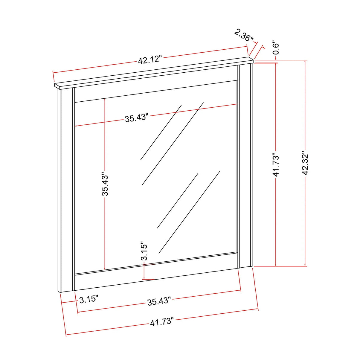Lorenzo - Large Scale Mirror With Sleek Frame And Glittered Detailing - Silver - Furniture Home Direct
