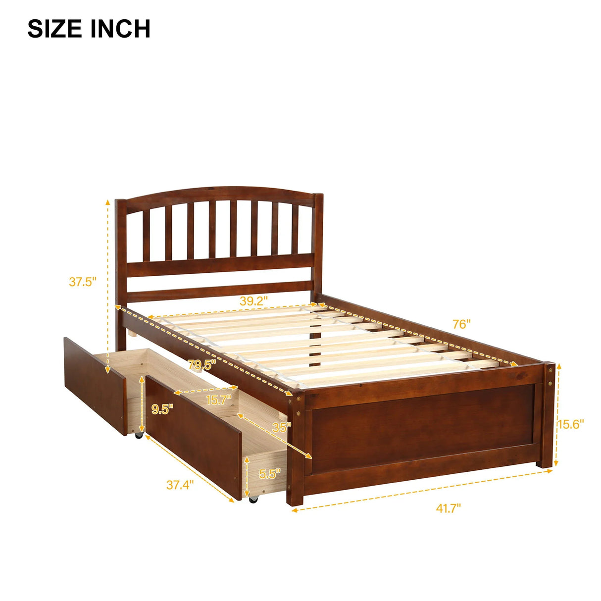 Platform Storage Bed Wood Bed Frame With Two Drawers And Headboard - Furniture Home Direct