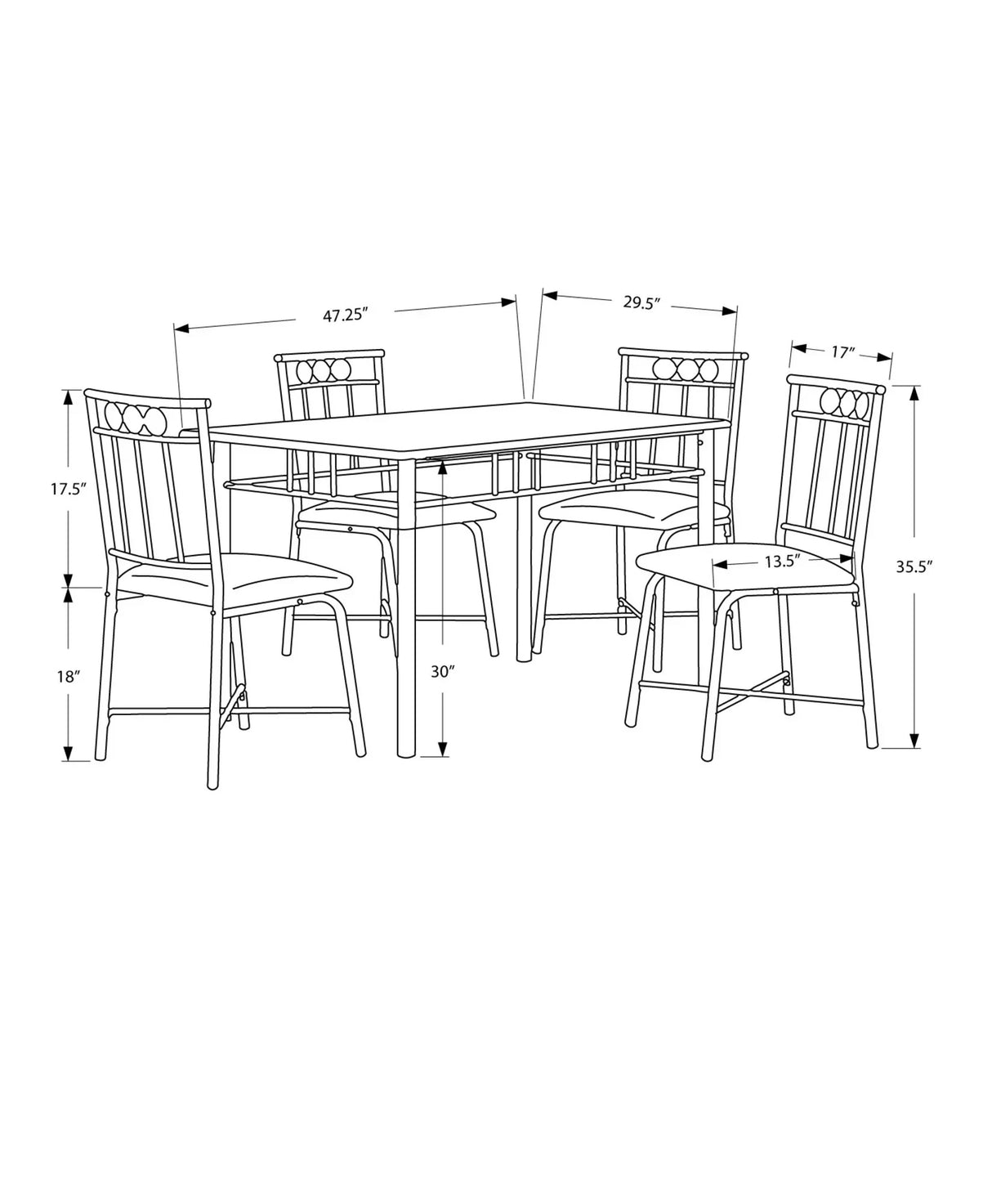 5 Pieces Dining Table Set, Small, Rectangular - Furniture Home Direct