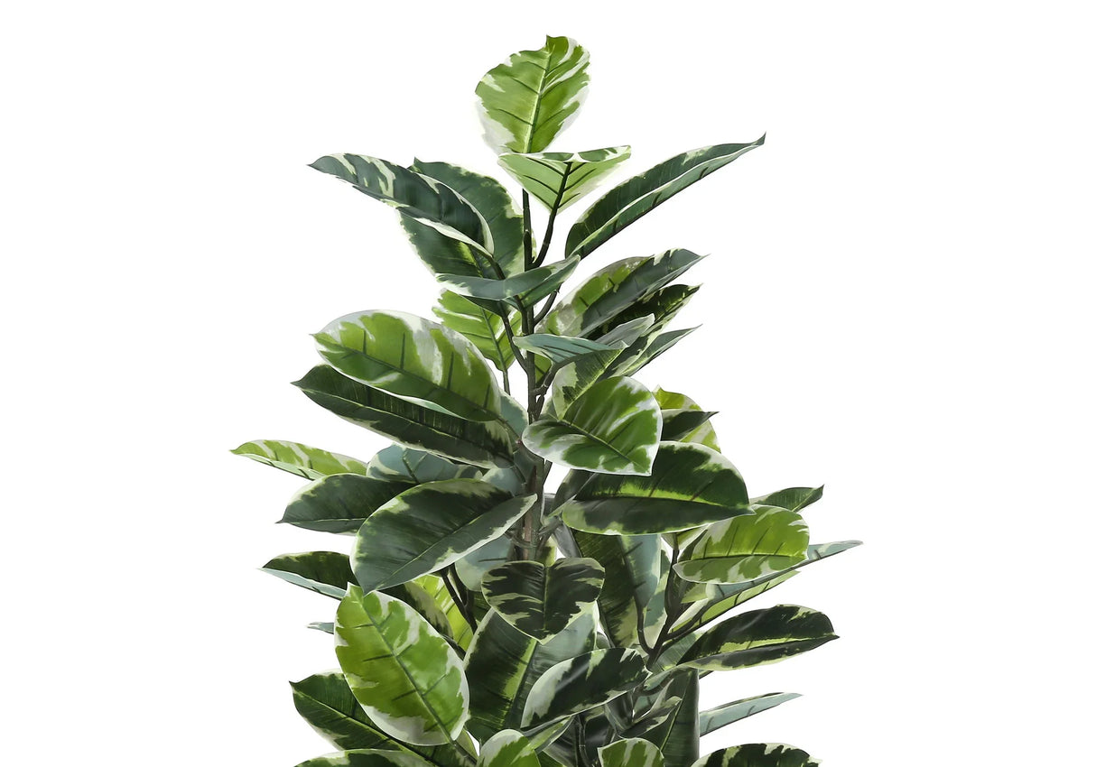 52" Tall, Artificial Plant, Rubber Tree, Indoor, Fake, Floor, Greenery, Potted, Real Touch, Decorative - Green / Black - Furniture Home Direct