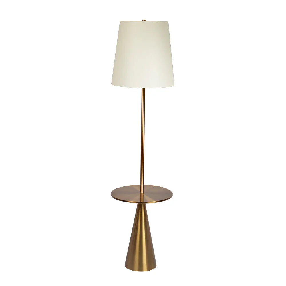 Celestial - Modern Floor Lamp With Accent Table With Large Shade - Gold / White - Furniture Home Direct