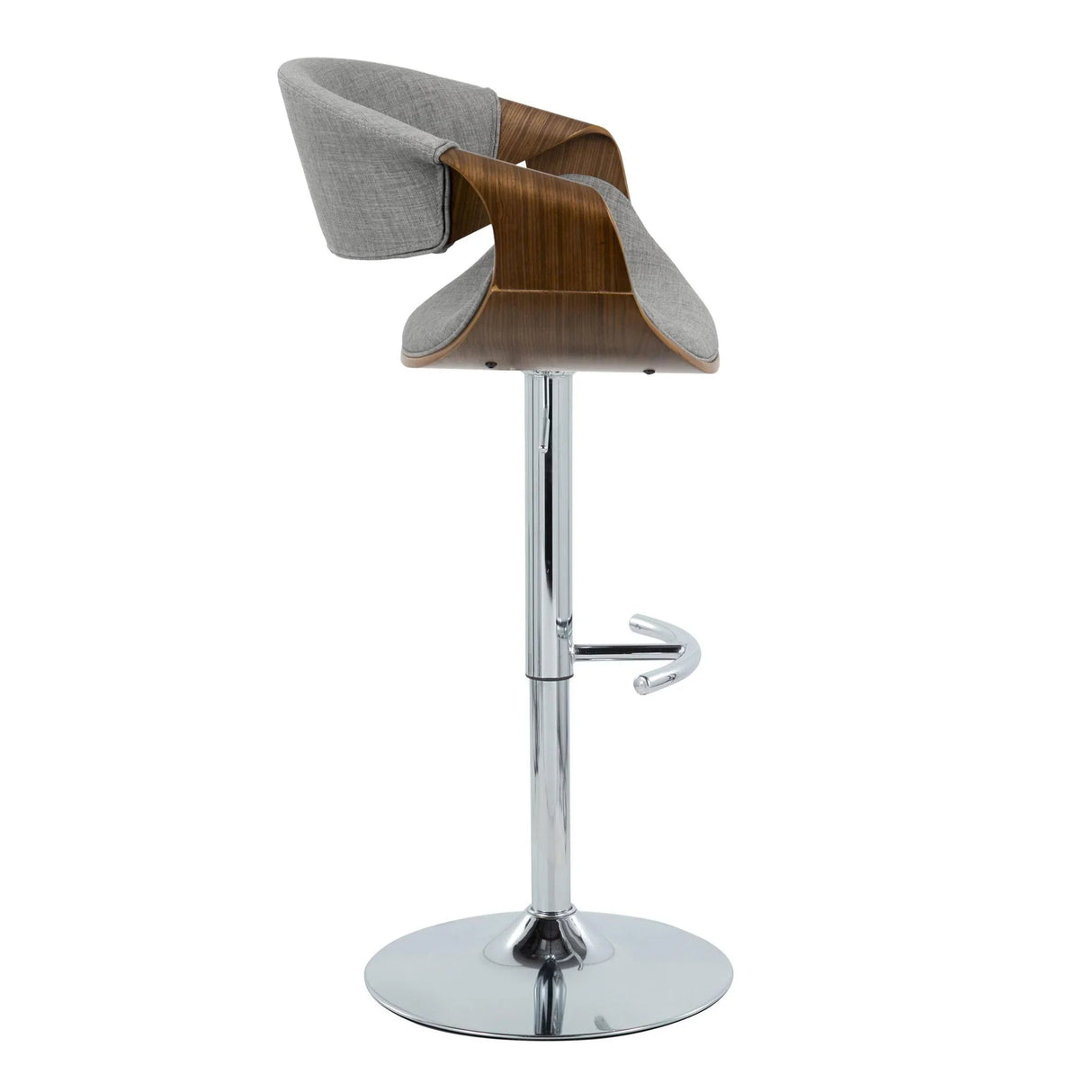 Curvo - Mid Century Modern Adjustable Barstool With Swivel With Rounded T Footrest (Set of 2) - Furniture Home Direct