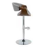 Curvo - Mid Century Modern Adjustable Barstool With Swivel With Rounded T Footrest (Set of 2) - Furniture Home Direct