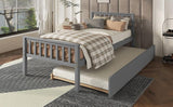 Twin Bed With Trundle, Platform Bed Frame With Headboard And Footboard, For Bedroom Small Living Space, No Box Spring Needed - Furniture Home Direct