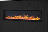 Upholstered Wooden King Bed with Fireplace in Black Velvet Finish - Furniture Home Direct