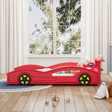 Wooden Race Car Bed, Car Shaped Platform Twin Bed With Wheels For Teens - Furniture Home Direct