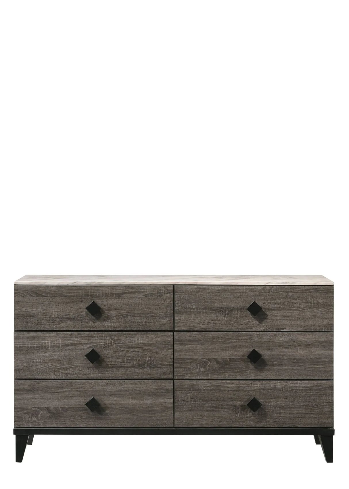 Avantika - Faux Marble Top Rustic Dresser - Gray / Marble / Oak - Furniture Home Direct