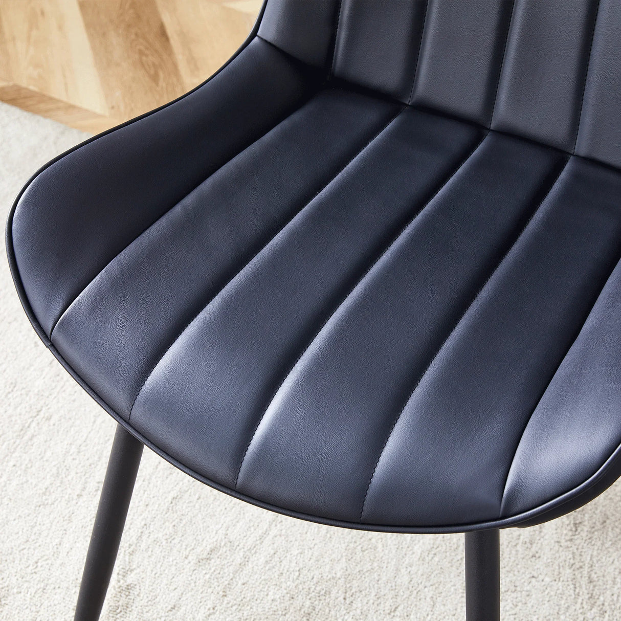 Dining Chairs With PU Leather Upholstery Metal Legs Black - Furniture Home Direct