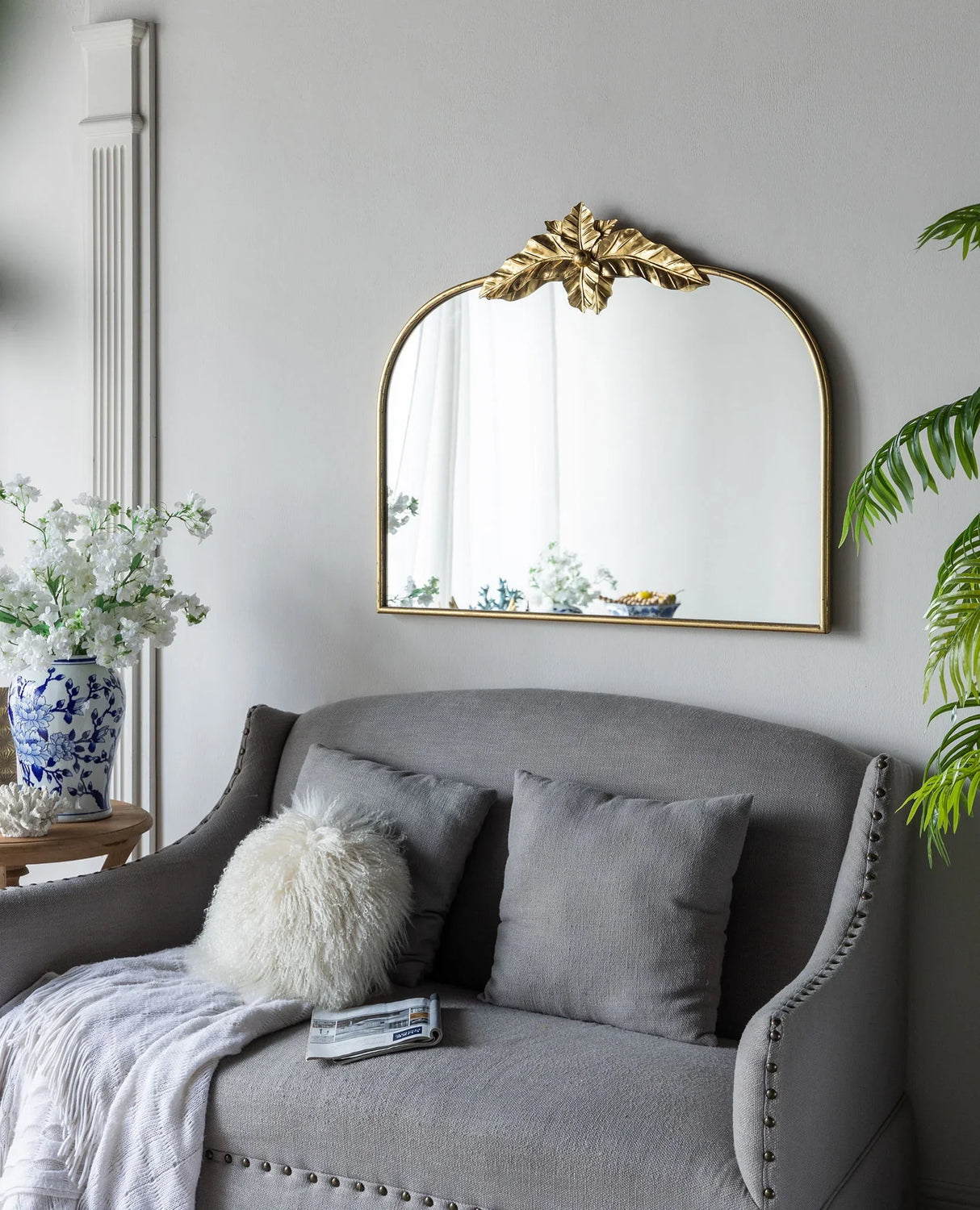 Arched Wall Mirror With Metal Frame, Wall Mirror For Living Room - Furniture Home Direct