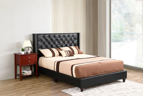 Upholstered Nailhead Trim Chic Bed - Furniture Home Direct