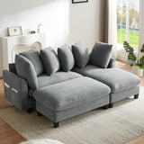 Upholstered L Shaped Sectional Sofa With Storage, Movable Ottoman, And 6 Throw Pillows - Furniture Home Direct