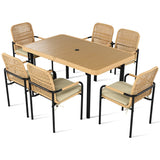 7 Piece Outdoor Dining Set With Wicker Chairs and Oatmeal Cushions - Furniture Home Direct