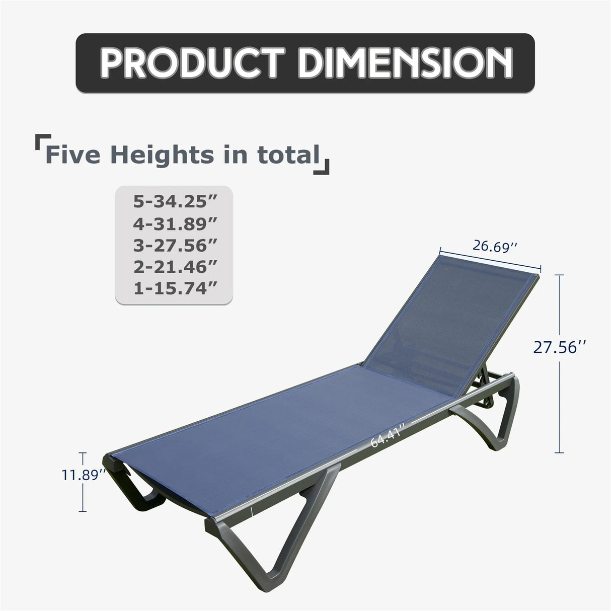 Outdoor Lounge Chair - Navy Blue - Furniture Home Direct