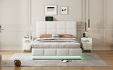 Platform Bed Tufted Upholstered Hydraulic Storage White - Furniture Home Direct