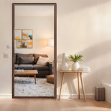 Vintage Full Length Wall Mounted Mirror With Faux Wood Frame - Brown - Furniture Home Direct