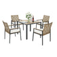 5 Piece Patio Dining Table Set, Acacia Wood Table Top With Umbrella Hole - Furniture Home Direct