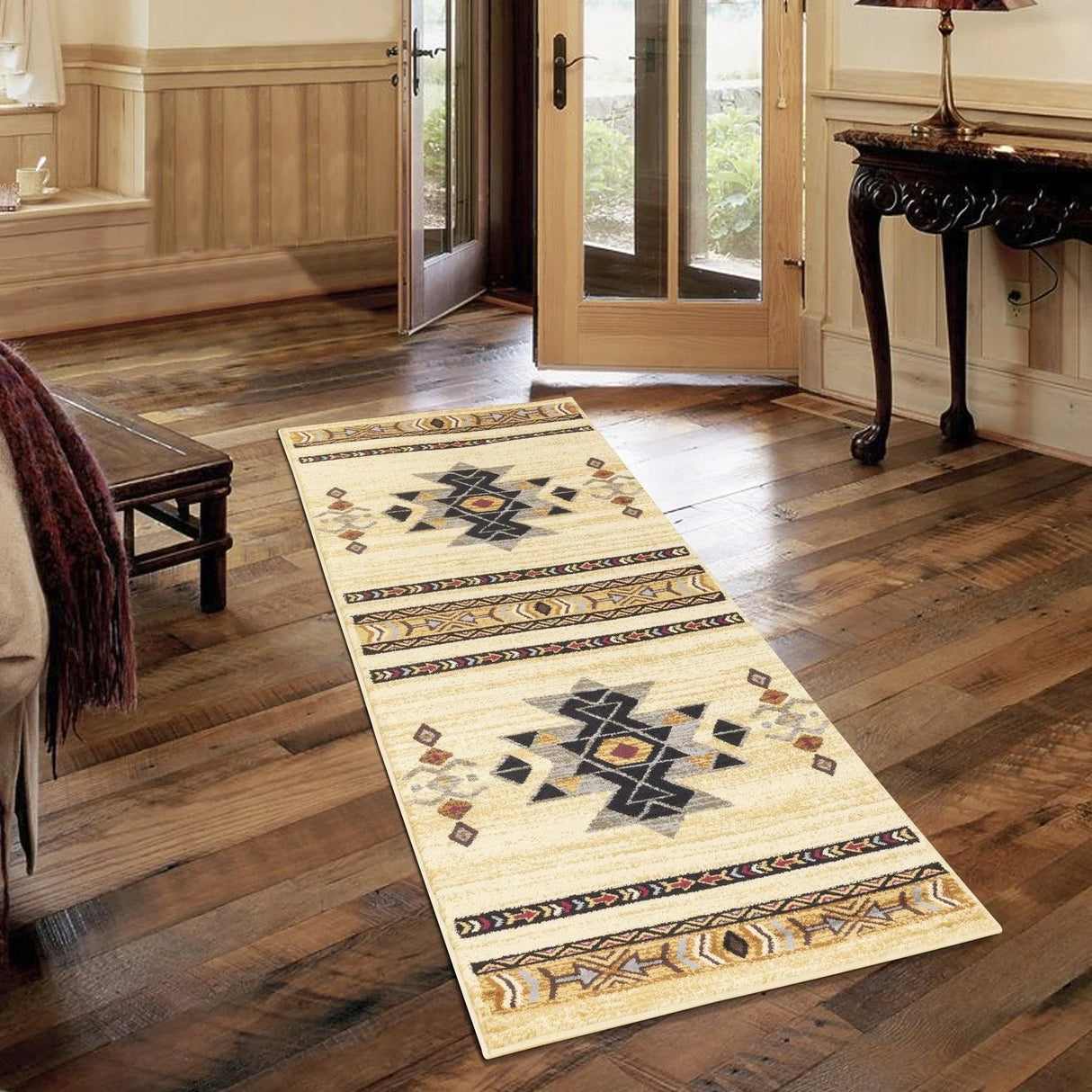 Tribes - 5'3" X 7'3" Southwest Area Rug Polypropylene - Cream - Furniture Home Direct