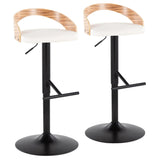 Grotto - Contemporary Adjustable Barstool With Swivel & Straight T Footrest (Set of 2) - Furniture Home Direct