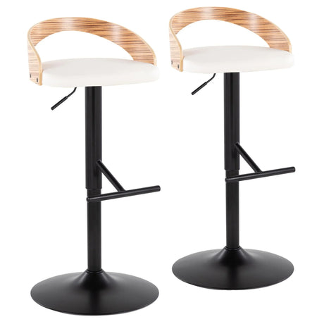 Grotto - Contemporary Adjustable Barstool With Swivel & Straight T Footrest (Set of 2) - Furniture Home Direct